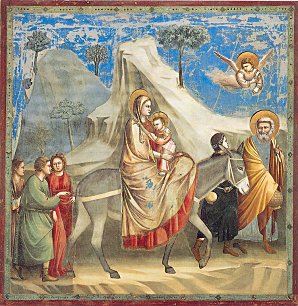 Giotto di Bondone, 'A Fuga para o Egipto', 1304-06, fresco, Pdua